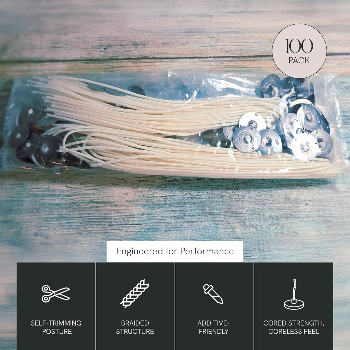 EAP Innovations HTP-105 Candle Making Wicks, Pre-Tabbed, Rigid, Self-Trimming Wicks for Candlemaking, Works with Paraffin, Gel & Vegetable Wax, 8" Length, Pack of 5000