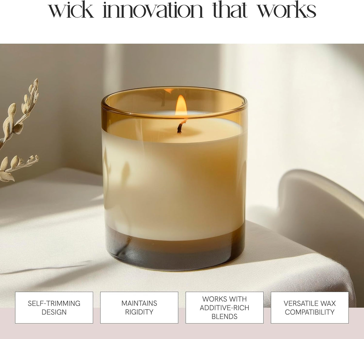 EAP Innovations HTP-105 Candle Making Wicks, Pre-Tabbed, Rigid, Self-Trimming Wicks for Candlemaking, Works with Paraffin, Gel & Vegetable Wax, 8" Length, Pack of 5000